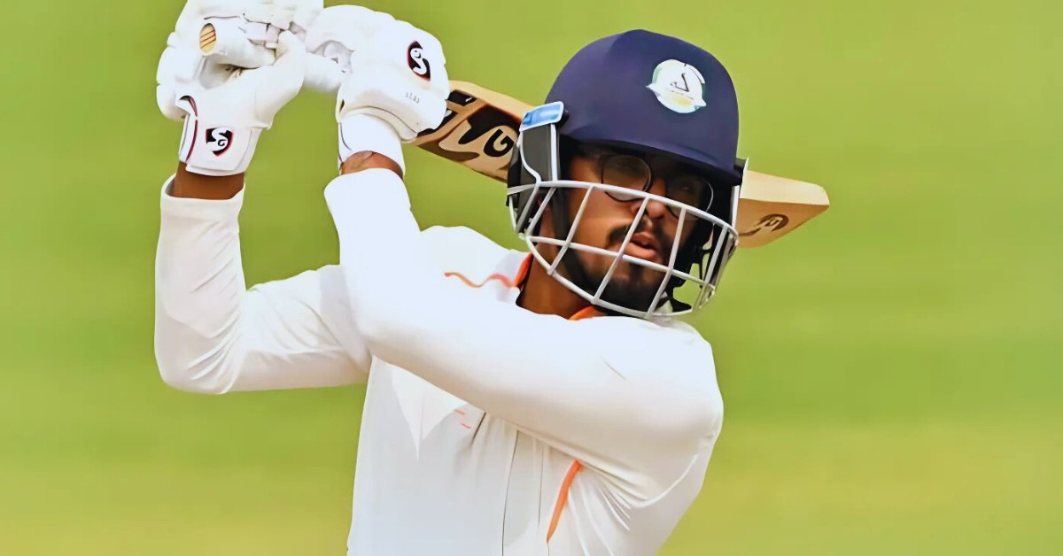 Yash Rathod and Akshay Wadkar celebrating their unbeaten partnership at Jamtha Stadium, Nagpur, during Ranji Trophy 2024/25 semi-final against Mumbai.